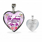 He Will Order His Angel To Protect You Wherever You Go PSALM 91:11 Heart Pendant Necklace - Heart Luxury Necklace (Silver)