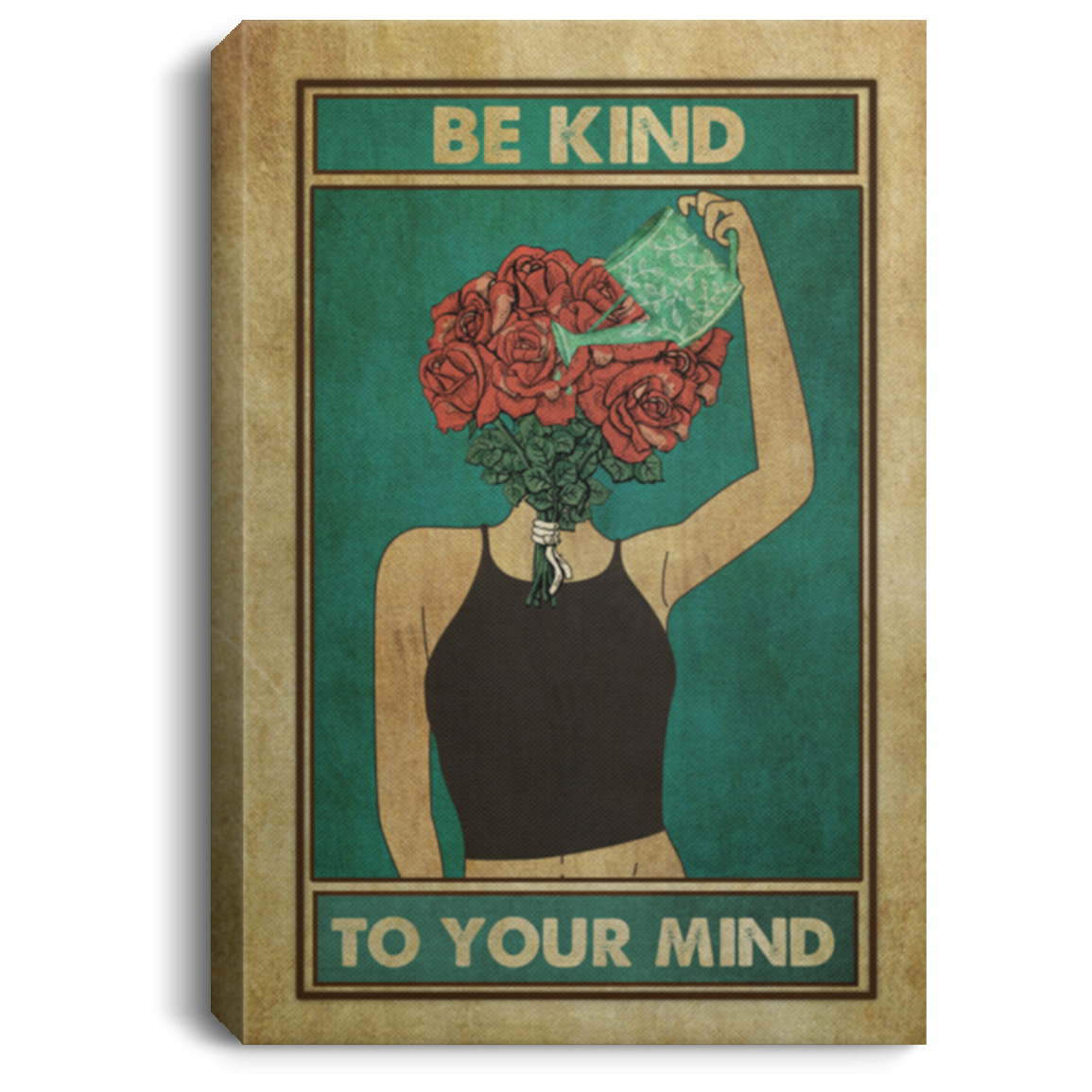 Be Kind To Your Mind Framed Canvas - Unframed Poster - Plant Girl Wall Art Home Decor, White, 0.75'' Framed Canvas
