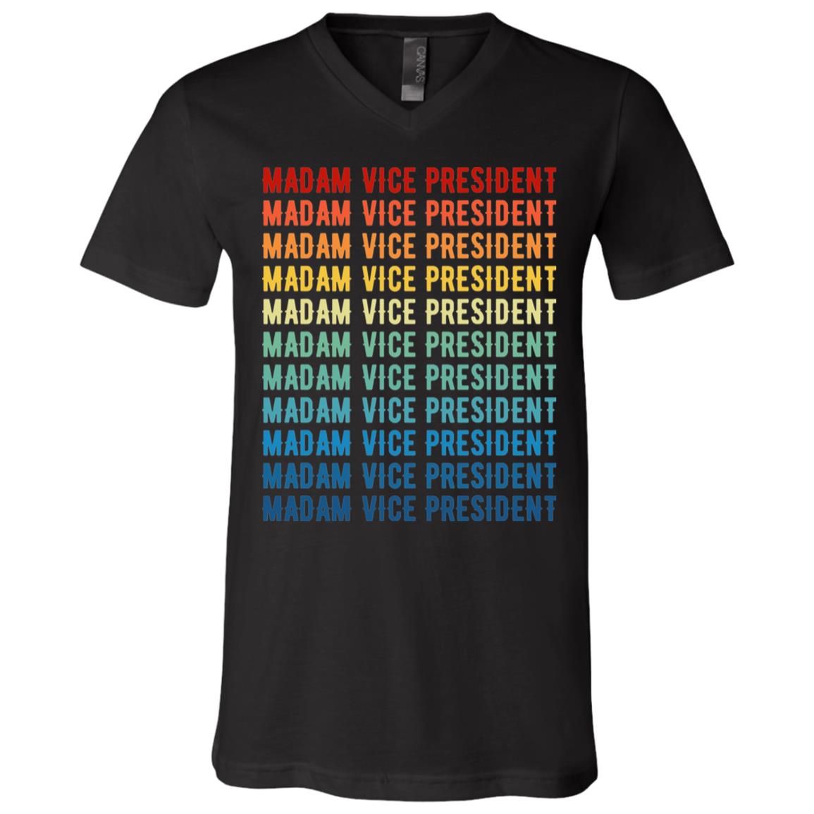 Madam Vice President Kamala Harris Shirt, Black, V-Neck T-Shirt