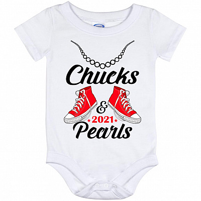 Chucks and Pearls 2021, White, Baby Onesie - 12 Month