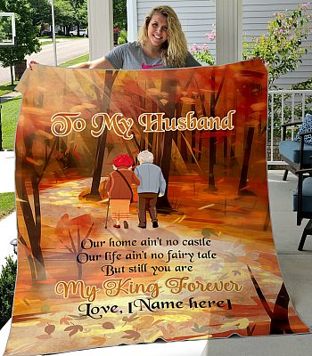 Alternative view of Personalized Valentine Day Gift to My Husband Our Home Ain't No Castle Our Life Fleece Blanket - Mink Blanket
