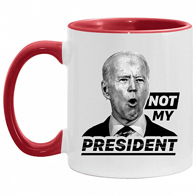 Not My President Pro Trump Accent Mug, White/Red, 11 oz. Accent Mug