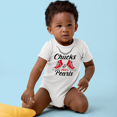 Alternative view of Chucks and Pearls 2021 Baby Onesie - Baby Toddlers Bodysuit - Kamala Harris 2021 Baby Onesie