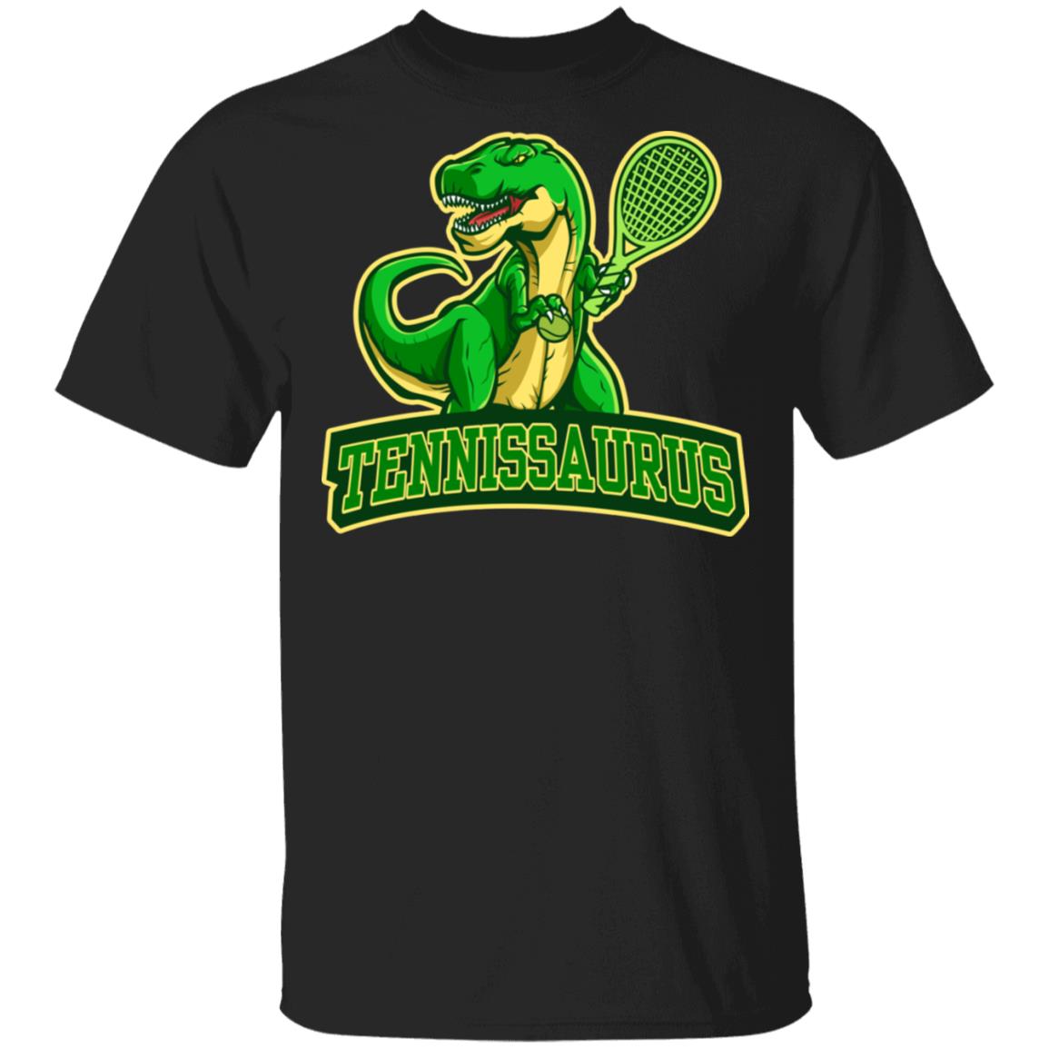 Tennissaurus Shirt, Black, Unisex T-Shirt
