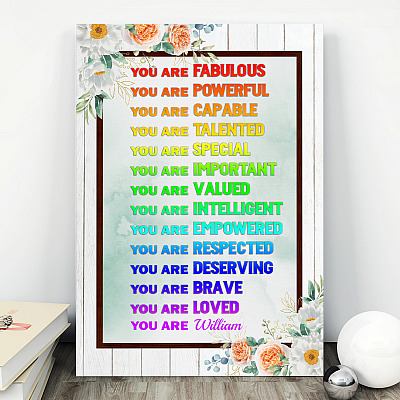 Alternative view of Personalized You Are Fabulous You Are Powerful You Are Capable Wrapped Framed Canvas Prints - Unframed Poster