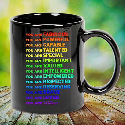 Alternative view of Personalized You Are Fabulous You Are Powerful You Are Capable Coffee Mug - Water Bottle- Color Changing Mug