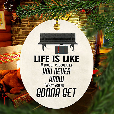 You Never Know What You Gonna Get Decorative Christmas Ornament Keepsake - Holiday Flat Oval Ornament