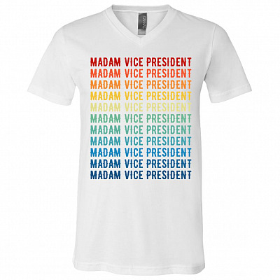 Madam Vice President Kamala T-Shirt, White, V-Neck T-Shirt