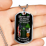 Irish By Blood American By Birth Patriot By Choice St Patrick's Day Luxury Dog Tag Pendant Necklace - Dog Tag (Silver)