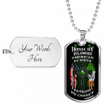 Irish By Blood American By Birth Patriot By Choice St Patrick's Day Luxury Dog Tag Pendant Necklace - Dog Tag (Silver)