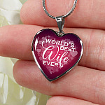 World's Best Wife Ever Heart Pendant Necklace - Best Valentine Gifts For My Wife - Heart Luxury Necklace (Silver)