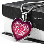World's Best Wife Ever Heart Pendant Necklace - Best Valentine Gifts For My Wife - Heart Luxury Necklace (Silver)