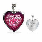 World's Best Wife Ever Heart Pendant Necklace - Best Valentine Gifts For My Wife - Heart Luxury Necklace (Silver)