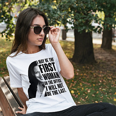 Alternative view of Kamala Harris I May Be The First Woman I The Office I Will Not Be The Last Madam Vice President T-shirt - V-neck