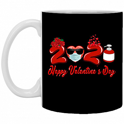 Happy Valentine's Day 2021 Coffee Mug, Black, 11 oz. White Mug