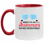 Here's To An Anniversary You Never Mug, White/Red, 11 oz. Accent Mug