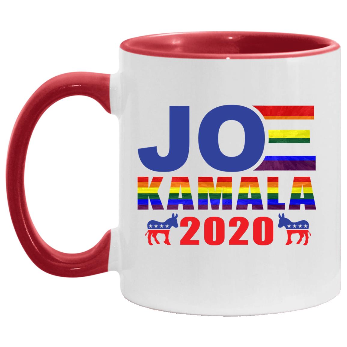 Joe Biden Kamala LGBT Flag Accent Mug, White/Red, 11 oz. Accent Mug