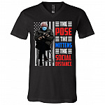 Funny Bernie The Pose The Mittens The Social Distance T-Shirt - Bernie Inauguration 2021 Shirt, Black, V-Neck T-Shirt
