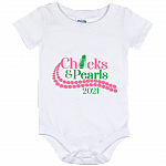 Chucks and Pearls - Kamala Harris Feminist Empower Baby Onesie - Infant Newborn Bodysuit, White, Baby Onesie - 12 Month