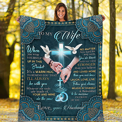 Alternative view of To My Wife When You Wrap Yourself Up In This Blanket It's A Warm Hug Fleece Blanket - Mink Sherpa Blanket