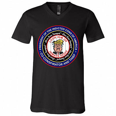 Anti Trump Lock Him T-Shirt - V Neck, Black, V-Neck T-Shirt