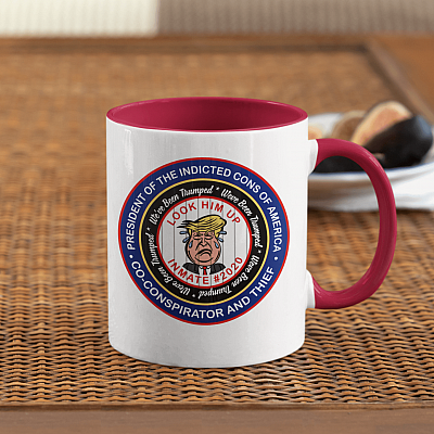 Alternative view of Anti Trump Lock Him Up - President of the Indicted Cons of America 2021 Accent Mug