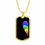 LGBT Rainbow Heart Matching Couple Dog Tag Pendant Necklace Valentine's Gifts - Dog Tag (Gold Plated)