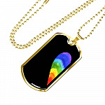 LGBT Rainbow Heart Matching Couple Dog Tag Pendant Necklace Valentine's Gifts - Dog Tag (Gold Plated)