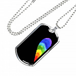 LGBT Rainbow Heart Matching Couple Dog Tag Pendant Necklace Valentine's Gifts - Dog Tag (Silver)