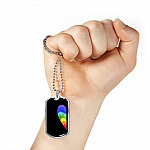 LGBT Rainbow Heart Matching Couple Dog Tag Pendant Necklace Valentine's Gifts - Dog Tag (Silver)