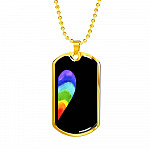 LGBT Rainbow Heart Matching Couple Dog Tag Pendant Necklace Valentine's Day Gifts - Dog Tag (Gold Plated)