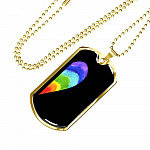 LGBT Rainbow Heart Matching Couple Dog Tag Pendant Necklace Valentine's Day Gifts - Dog Tag (Gold Plated)