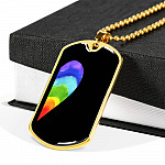 LGBT Rainbow Heart Matching Couple Dog Tag Pendant Necklace Valentine's Day Gifts - Dog Tag (Gold Plated)