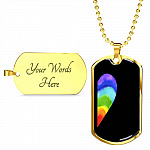 LGBT Rainbow Heart Matching Couple Dog Tag Pendant Necklace Valentine's Day Gifts - Dog Tag (Gold Plated)