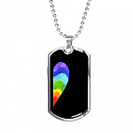 LGBT Rainbow Heart Matching Couple Dog Tag Pendant Necklace Valentine's Day Gifts - Dog Tag (Silver)