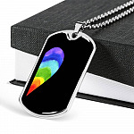 LGBT Rainbow Heart Matching Couple Dog Tag Pendant Necklace Valentine's Day Gifts - Dog Tag (Silver)