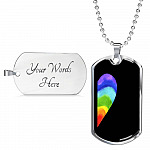 LGBT Rainbow Heart Matching Couple Dog Tag Pendant Necklace Valentine's Day Gifts - Dog Tag (Silver)
