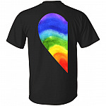 Rainbow Heart LGBT Pride Print on Back T-Shirt - Matching Gay Couple Valentine's Day Shirt, Black, Unisex T-Shirt