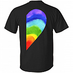 Rainbow Heart LGBT Pride Print on Back T-Shirt - Matching Couple Valentine's Day Shirt, Black, Unisex T-Shirt