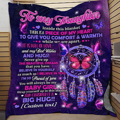 Alternative view of Personalized to My Daughter Never Give Up on Your Dreams Fleece Blanket - Sherpa Blanket - Woven Blanket