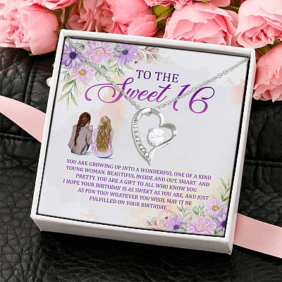 Alternative view of Happy Sweet 16 Little Girl Growing Up All Your Wishes Come True Forever Love Pendant Necklace