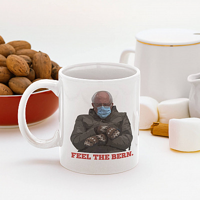 Alternative view of Feel The Bernie Sanders Mug - Meme Inauguration Day Bernie Mittens Ceramic Coffee Mug - Beer Stein