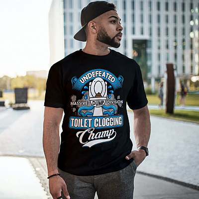Alternative view of Undefeated Massive Dump Vision Toilet Clogging Champ T-shirt - Funny Toilet Shirt