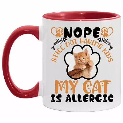 Personalized Photo Cat Accent Mug, White/Red, 11 oz. Accent Mug