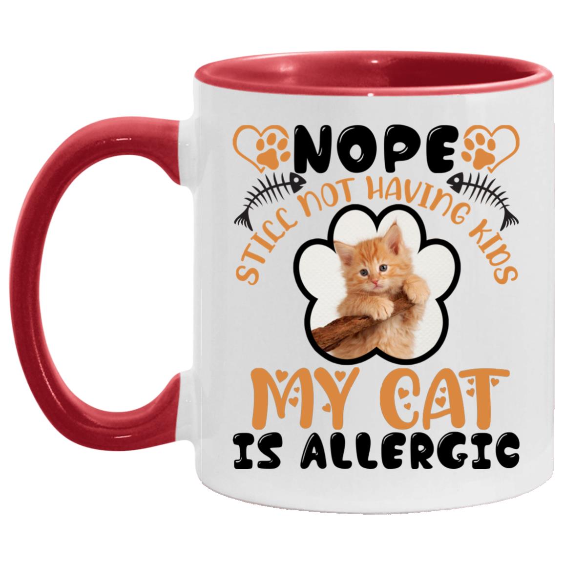 Personalized Photo Cat Accent Mug, White/Red, 11 oz. Accent Mug