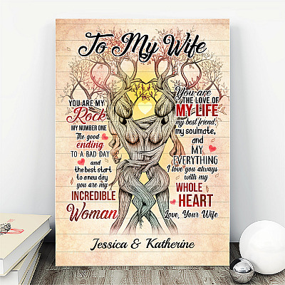 Alternative view of Personalized Lesbian To My Wife You Are My Rock My Number One Framed Canvas Prints - Couple LGBT Unframed Poster