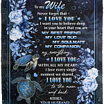 Turtle To My Wife Never Forget That Blanket, White, Cozy Plush Fleece Blanket - 50x60
