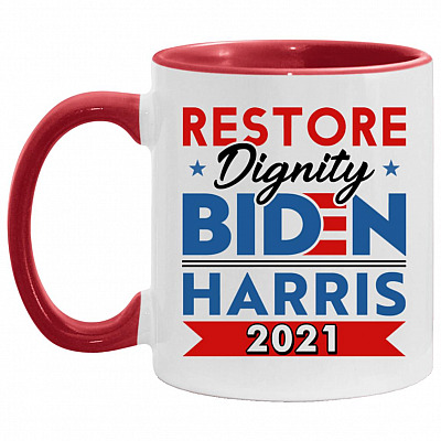 39TR. RESTORE DIGNITY, White/Red, 11 oz. Accent Mug