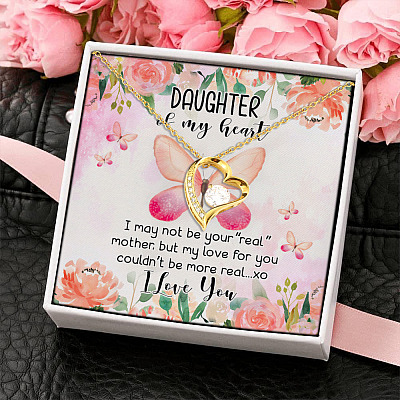 To My Daughter I Love You My Love for You Is Real Mother Daughter Gifts Forever Love Pendant Necklace
