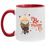 Bernie Sanders Mittens Be Mine Valentine's Day Accent Mug, White/Red, 11 oz. Accent Mug